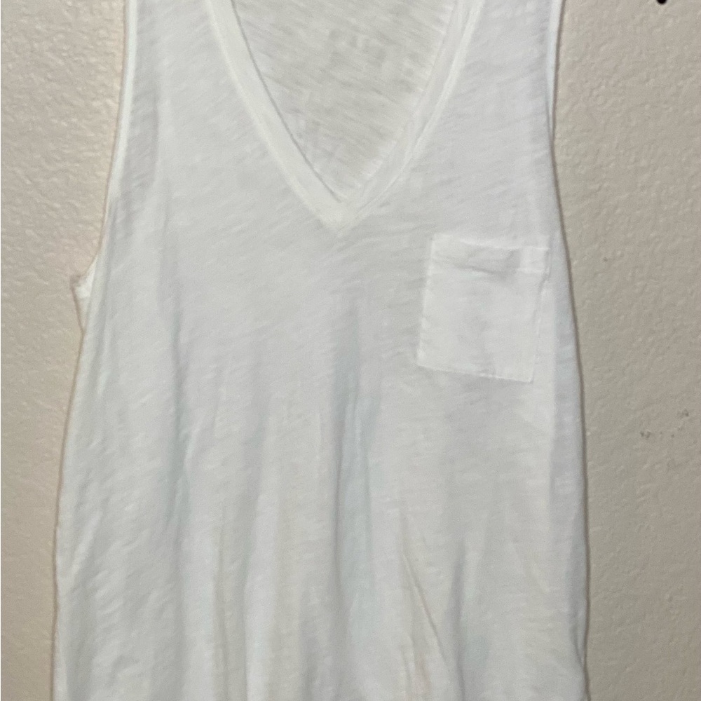 Madewell White V-Neck Sleeveless Top